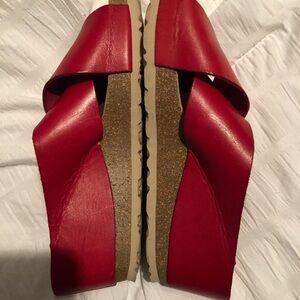 Elegant Red Leather Wedge Shoes